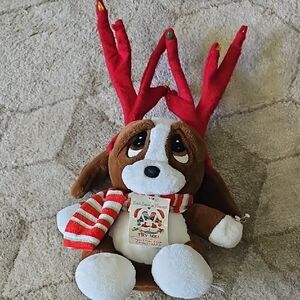 DanDee Sad Sam & Honey Animated Singing Christmas Santa Dog Plush 19 Inch